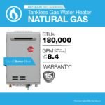 Rheem RTG 8.4 GPM Natural Gas Tankless Water Heater, 180,000 BTU, Outdoor - Image 2
