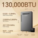 Vancepic 5.3 GPM Natural Gas Tankless Water Heater, 130,000 BTU, Outdoor - Image 2