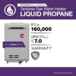 Rheem RTG 7.0 GPM Propane Tankless Water Heater, 160,000 BTU, Outdoor - Image 2